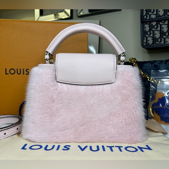 ❌SOLD!🔥NEW! Louis Vuitton•Mink Fur Capucines Mini with Crossbody Strap - Picture 3 of 13